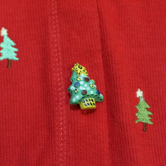 Vintage ONQUE Casuals Red Christmas Tree Cardigan - Picture 4 of 7